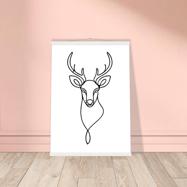 Graceful Lines - Deer Design for Contemporary Spaces - 50x70 cm 20x28″ White wall hanger - Posters With Hanger