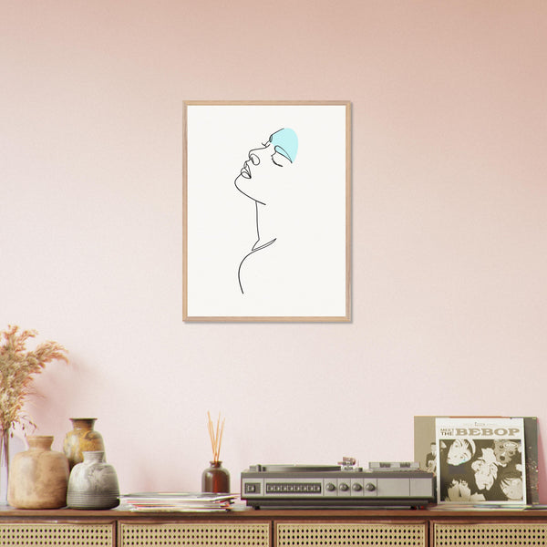 Modern Muse - Abstract Line Art Elegance - 45x60 cm 18x24″ Wood frame - Wooden Framed Posters