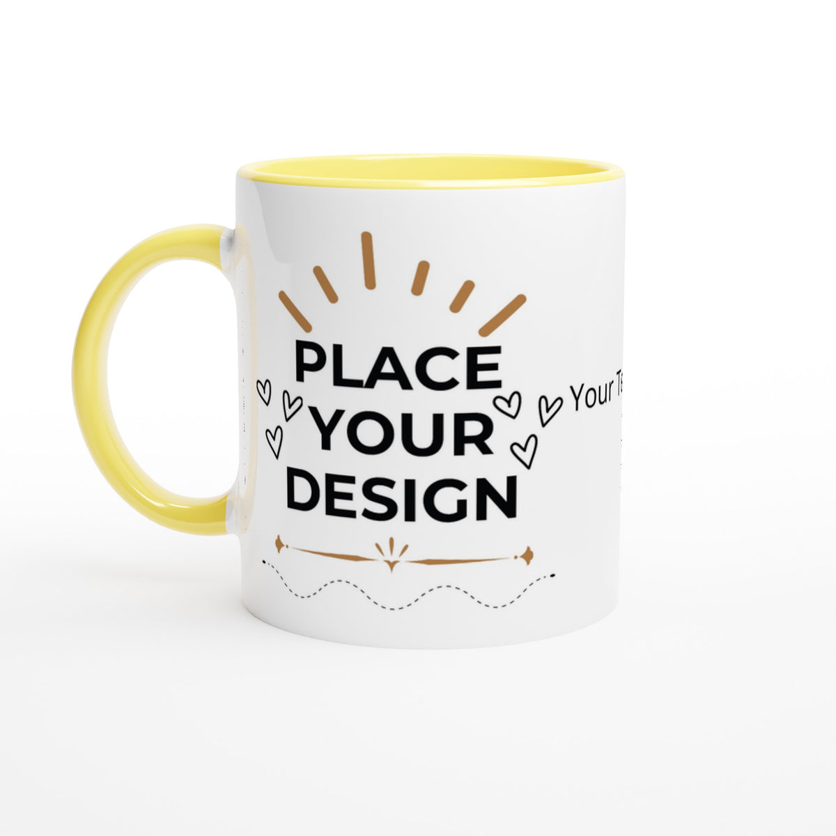 Morning Delight -Customizable Ceramic Mug with Color Inside - Ceramic Yellow - Mugs