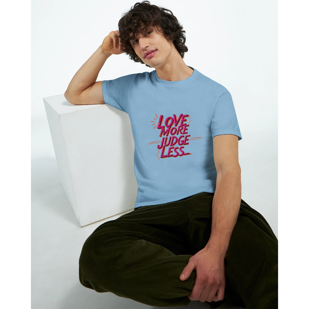 Embrace Positivity - Love More, Judge Less Shirt - Light Blue - T-shirts