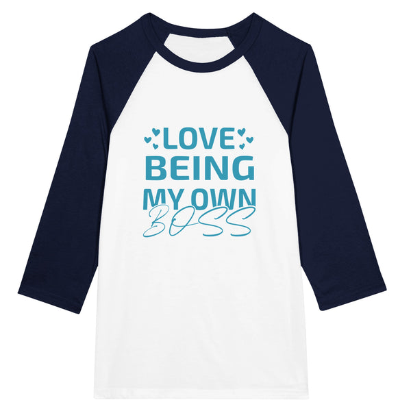 Embrace Independence - Love Being My Own Boss - White and Navy - Long Sleeve T-shirts