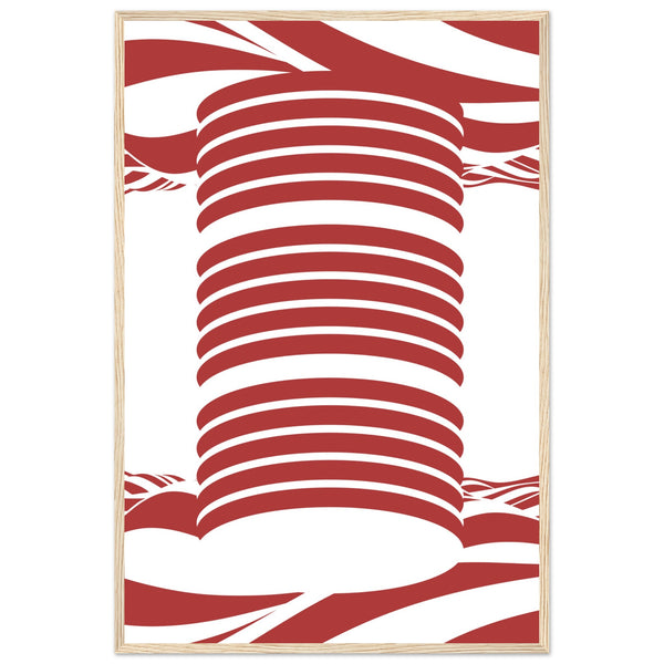 Twist of Elegance - Striking Red & White Art - 60x90 cm 24x36″ Wood frame - Framed Posters