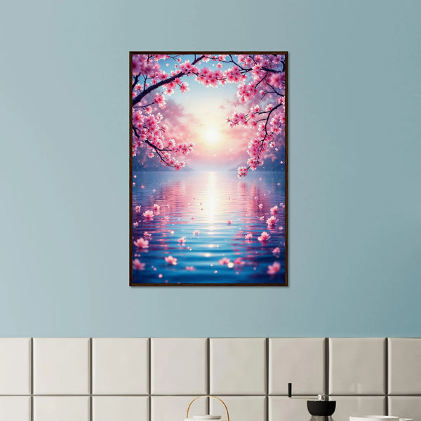 Romantic Lake View – Wall Art Gift for Her - Dark wood frame - Wooden Framed Posters