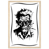 Edgy Artistry - Black and White Character - 30x45 cm 12x18″ Wood frame - Wooden Framed Posters