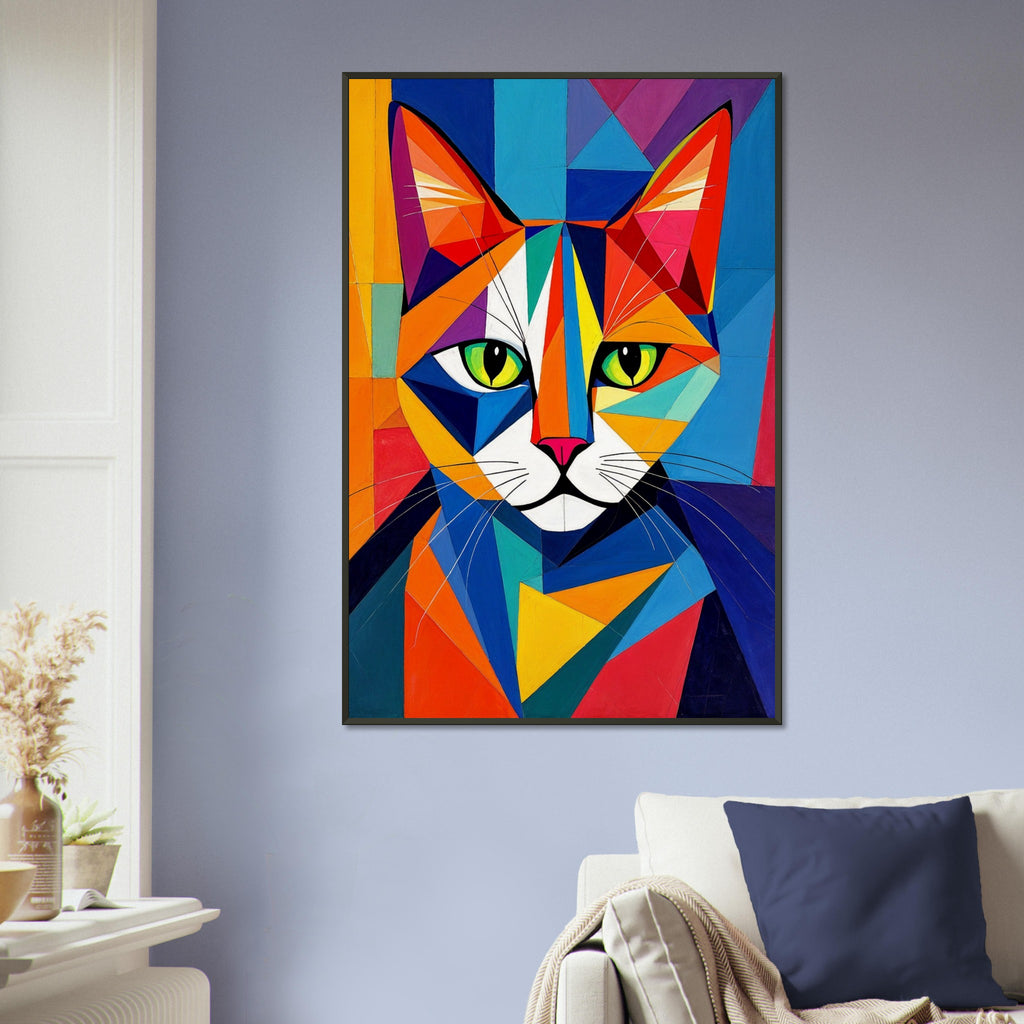 Colorful Cat - A Geometric Masterpiece - 60x90 cm 24x36″ - Framed Posters