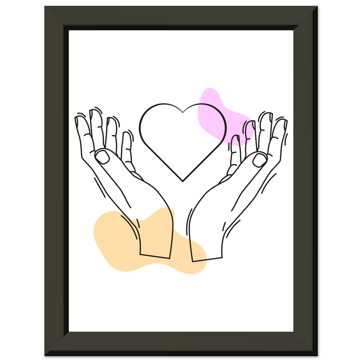 Heartfelt Embrace - Love Line Art Poster - 15x20 cm 6x8″ - Metal Framed Posters