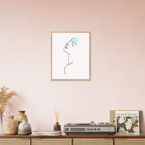 Modern Muse - Abstract Line Art Elegance - 40x50 cm 16x20″ Wood frame - Wooden Framed Posters