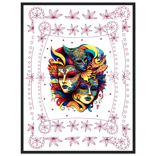 Colorful Mask Trio - Luxury Framed Print - 60x80 cm 24x32″ Black frame - Wooden Framed Posters