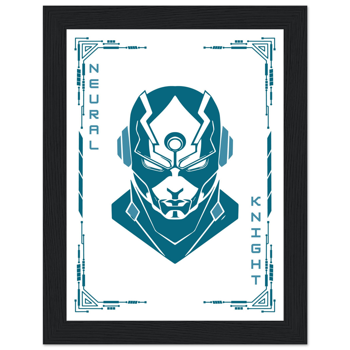 Transform Your Space - "Proton, Neural, Quantum Knights" Poster Set - 15x20 cm 6x8″ Black frame Neural Knight - Wooden Framed Posters