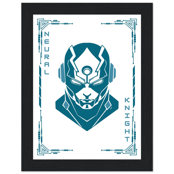 Transform Your Space - "Proton, Neural, Quantum Knights" Poster Set - 15x20 cm 6x8″ Black frame Neural Knight - Wooden Framed Posters