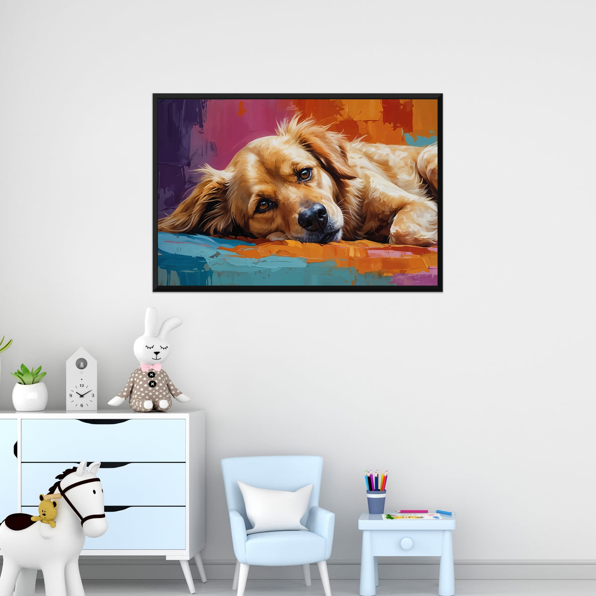 Paws and Paint - A Dog's Portrait - 24x36 - Framed Posters