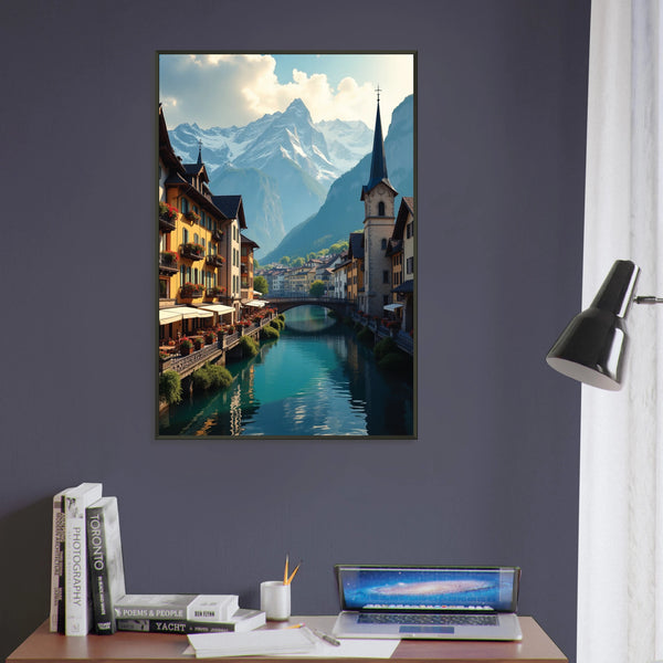 Gift Tranquility - Mountain Village Metal Framed Poster - Default Title - Metal Framed Posters