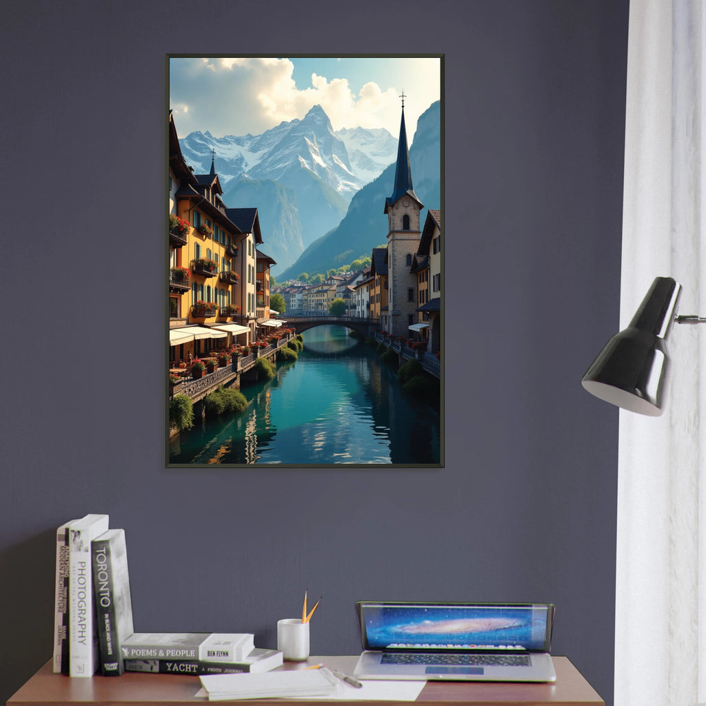 Gift Tranquility - Mountain Village Metal Framed Poster - Default Title - Metal Framed Posters
