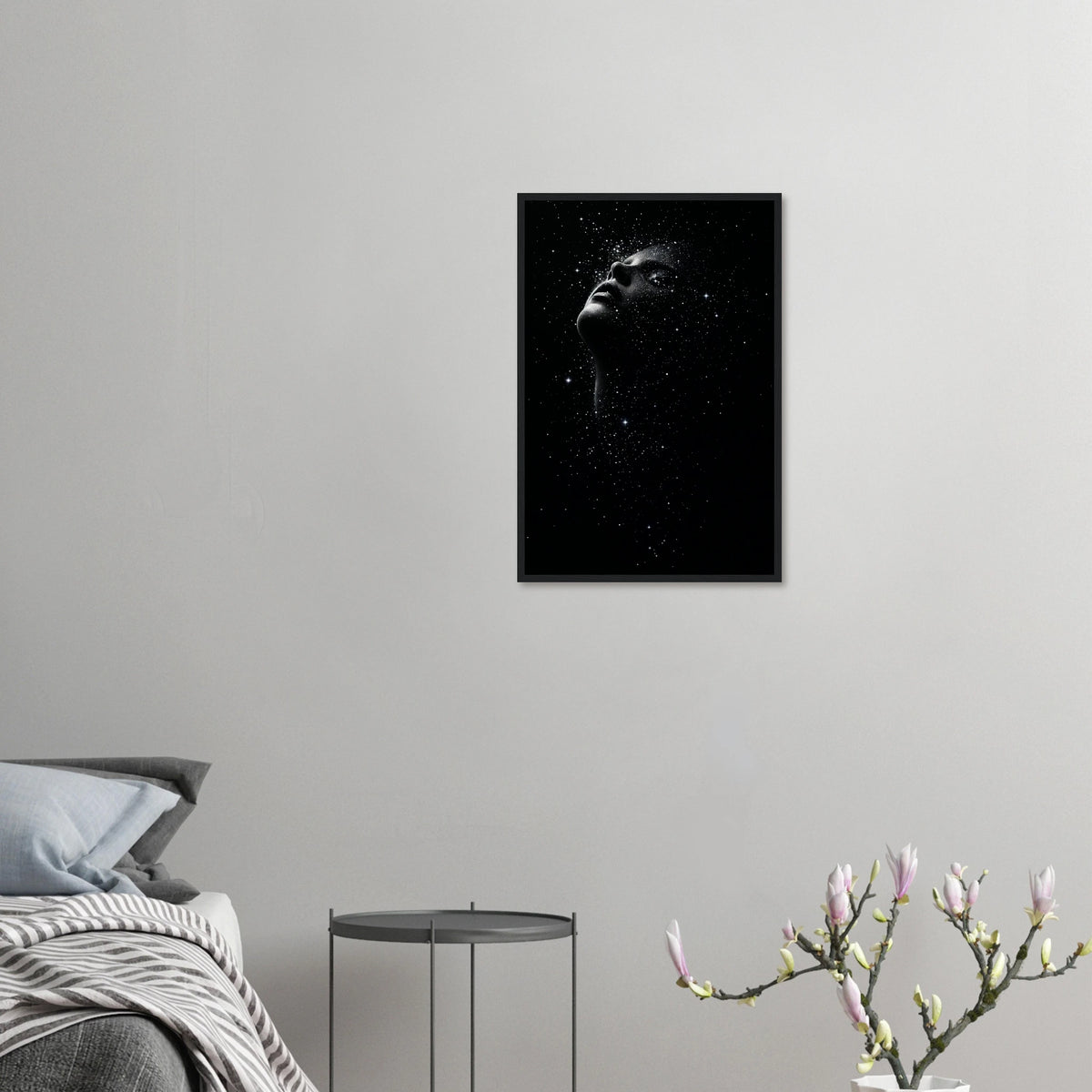 Humanity & Stars - Ethereal Portrait Art Print - 40x60 cm 16x24″ Black frame - Wooden Framed Posters