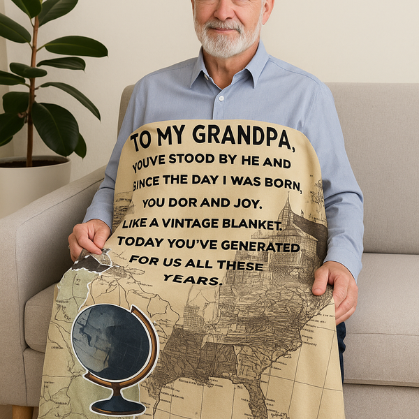 Gift the Journey – Vintage Sherpa Blanket for Grandpa - - Sherpa blanket