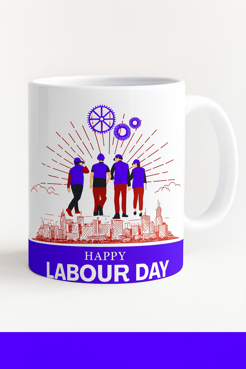 Sturdy White Glossy Mug – Labour Day Gift for Loved Ones - - Mugs
