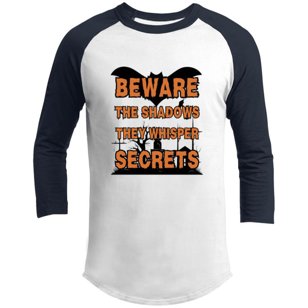 Beware the Night - Haunted Secrets Raglan - White Navy - T-Shirts