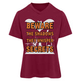 Beware the Shadows - Haunted Secrets Tee - Maroon Heather - T-Shirts