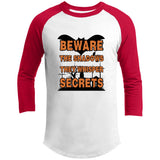 Beware the Night - Haunted Secrets Raglan - White Red - T-Shirts