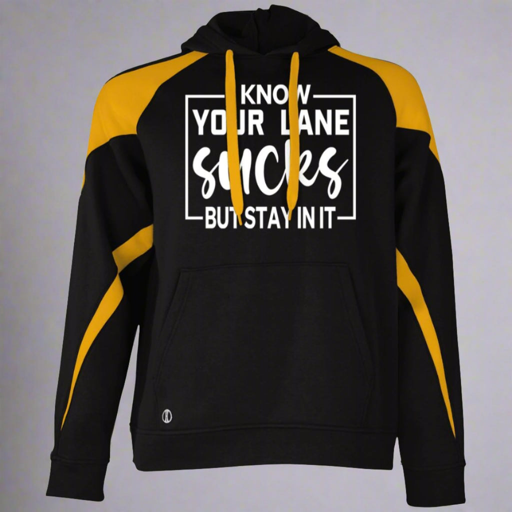 Stay in Your Lane - Motivational Fleece Hoodie - Black Light Gold - Hoodies