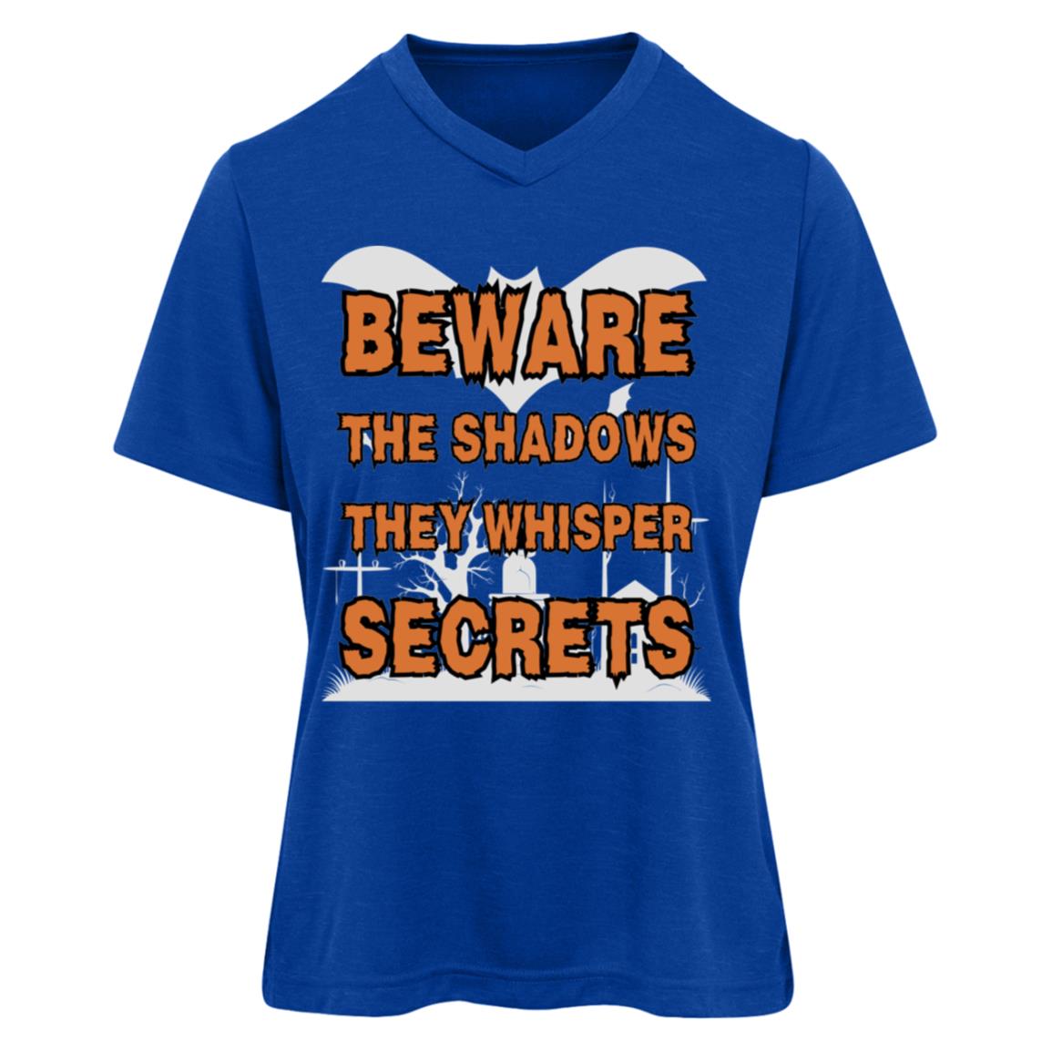 Beware the Shadows - Haunted Secrets Tee - Royal Heather - T-Shirts