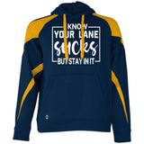 Stay in Your Lane - Motivational Fleece Hoodie - Navy Light Gold - Hoodies