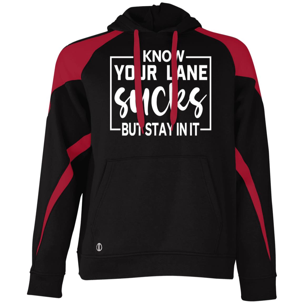 Stay in Your Lane - Motivational Fleece Hoodie - Black Scarlet - Hoodies