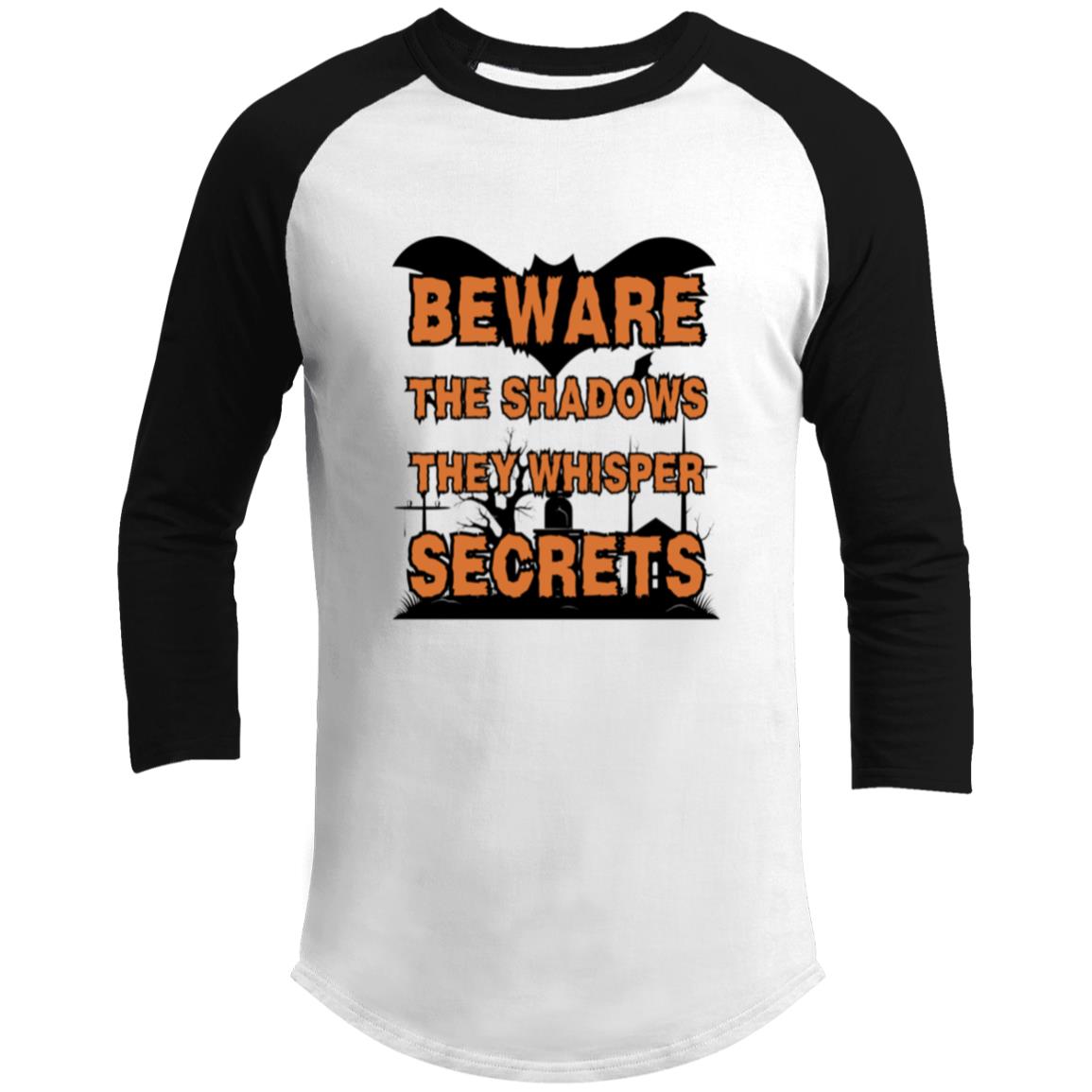 Beware the Night - Haunted Secrets Raglan - White Black - T-Shirts