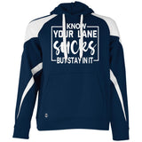 Stay in Your Lane - Motivational Fleece Hoodie - Navy White - Hoodies