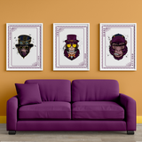 Elevate Your Decor - Steampunk, Funky, and Urban Gorilla Poster Set - - Wooden Framed Posters