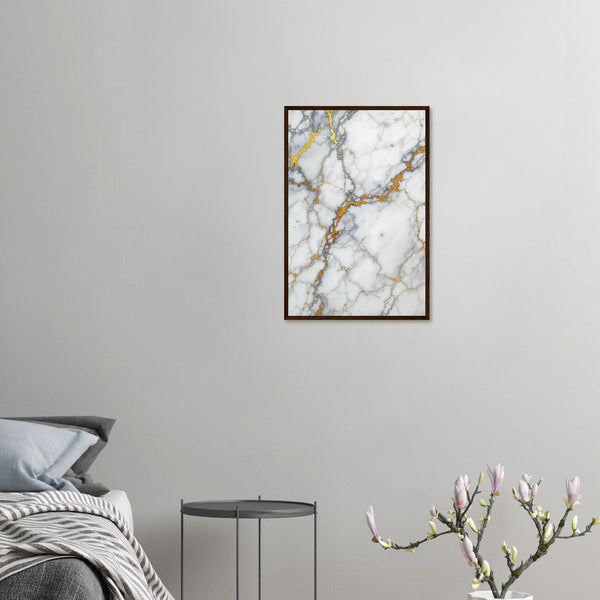 Gilded Marble - Luxury Texture Framed Poster - 40x60 cm 16x24″ Dark wood frame - Wooden Framed Posters