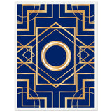 Art Deco Elegance - Blue & Gold Geometric Framed Print - 45x60 cm 18x24″ White frame - Wooden Framed Posters