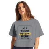 Ultimate Comfort - Women's Customizable Cropped Heritage Crewneck - oxford gray - Crewneck T-shirts