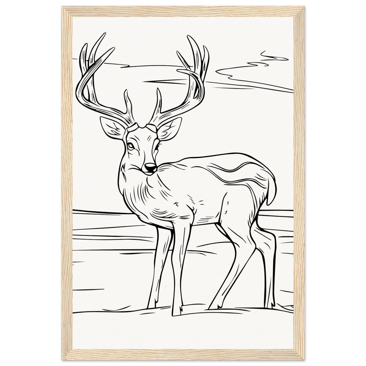 Elegance in Nature - Deer in Line - 30x45 cm 12x18″ Wood frame - Wooden Framed Posters