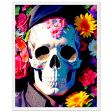 Mystical Bloom - Premium Floral Skull Poster - 40x50 cm 16x20″ White frame - Wooden Framed Posters