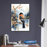 Serene Sanctuary - Bird & Bloom Framed Art Print - 60x90 cm 24x36″ Black frame - Framed Posters