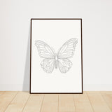 Butterfly Grace - Framed Minimalist Art - 70x100 cm 28x40″ Dark wood frame - Wooden Framed Posters