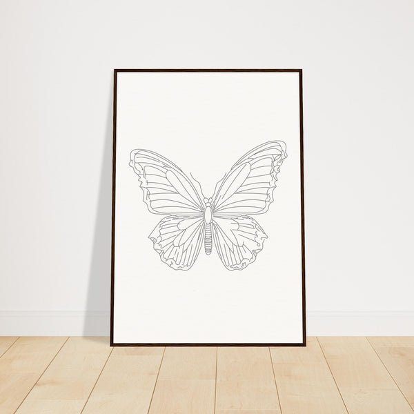 Butterfly Grace - Framed Minimalist Art - 70x100 cm 28x40″ Dark wood frame - Wooden Framed Posters