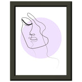 Simplicity and Grace - Pastel-Infused Line Art Portrait - 15x20 cm 6x8″ - Metal Framed Posters