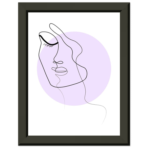 Simplicity and Grace - Pastel-Infused Line Art Portrait - 15x20 cm 6x8″ - Metal Framed Posters