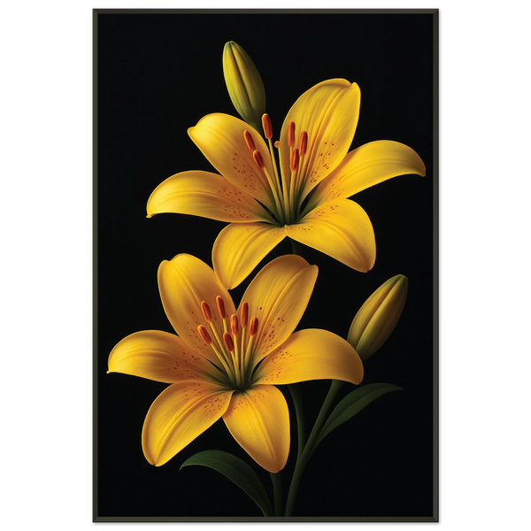 Metal Framed Poster – Elegant Yellow Lilies - Default Title - Metal Framed Posters
