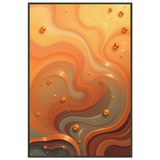 Golden Orbs - Dynamic Orange Swirl Art Print - - Metal Framed Posters