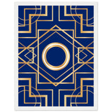 Art Deco Elegance - Blue & Gold Geometric Framed Print - 30x40 cm 12x16″ White frame - Wooden Framed Posters