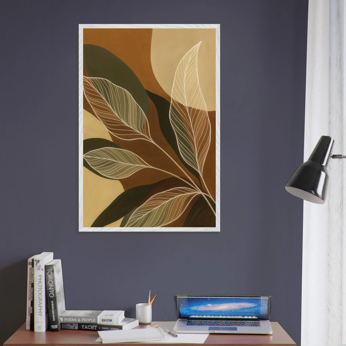 Nature’s Flow – Abstract Botanical Wooden Frame Art Gift - - Wooden Framed Posters