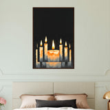 Candlelight Dreams - Serene Candle Framed Print - Dark wood frame 60x90 cm 24x36″ - Wooden Framed Posters