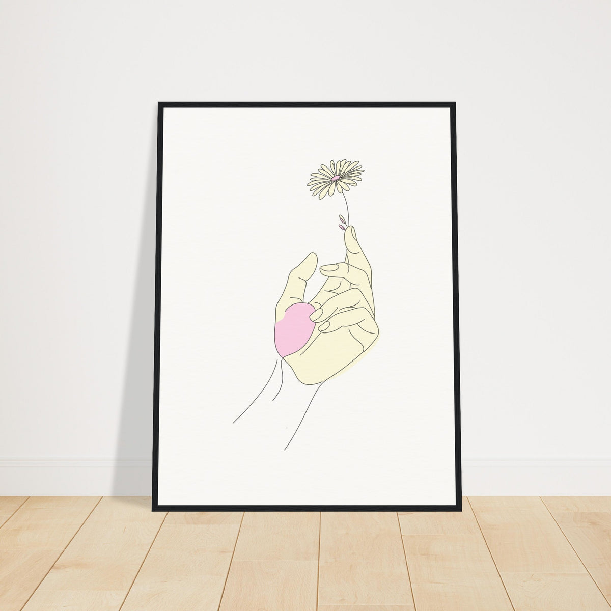 Artistic Grace - Hand & Flower Poster in Pine Wood Frame - 60x80 cm 24x32″ Black frame - Wooden Framed Posters