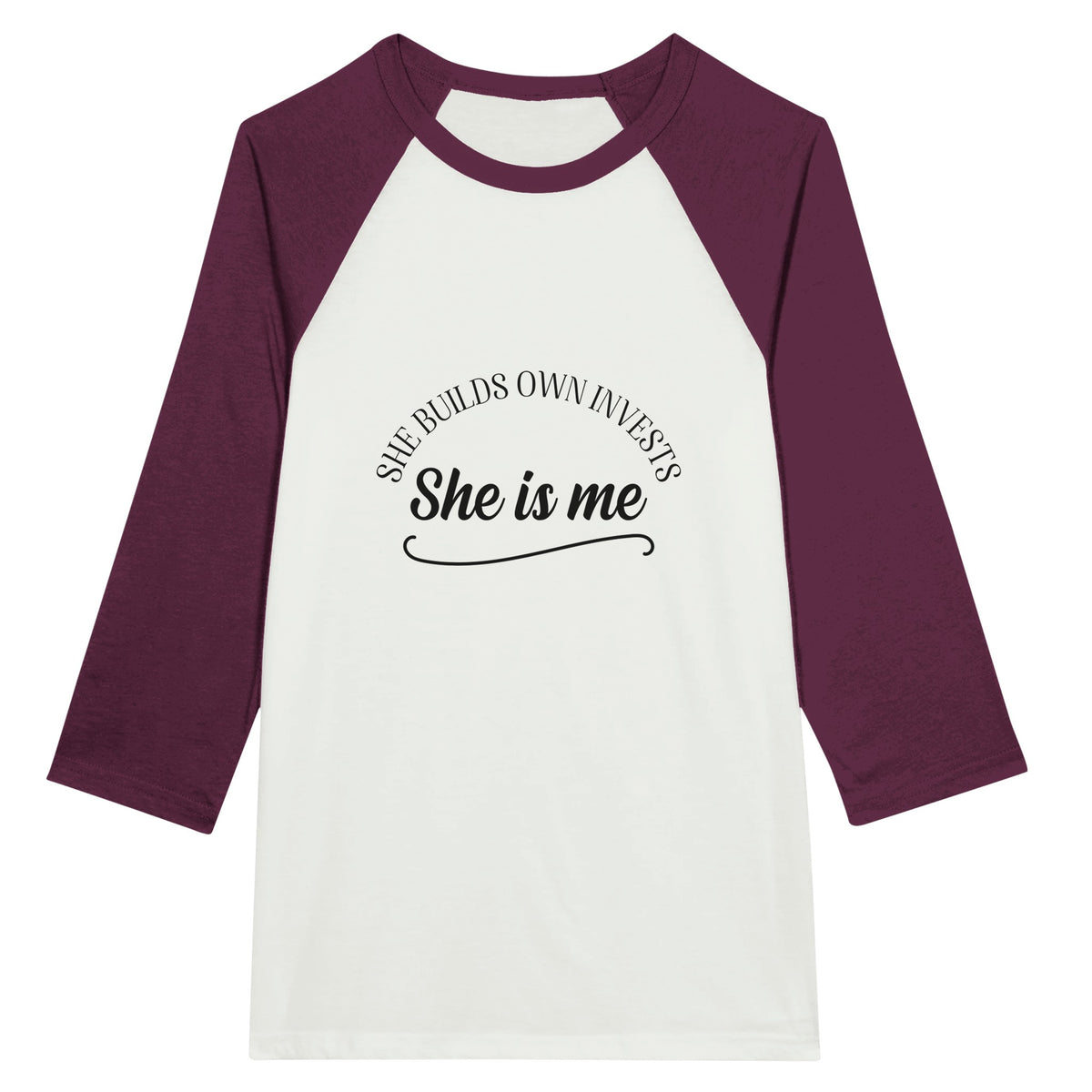 Empowerment in Style - Unisex 3/4 Sleeve Raglan T-shirt - White and Maroon - T-shirts