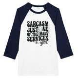 Embrace Sarcasm - Wear Your Wit with Our Unisex Raglan T-shirt! - White and Navy - T-shirts