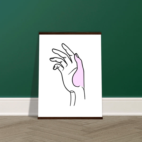 Vibrant Touch - Hand Art Print with Magnetic Hanger - 60x80 cm 24x32″ Dark wood wall hanger - Posters With Hanger