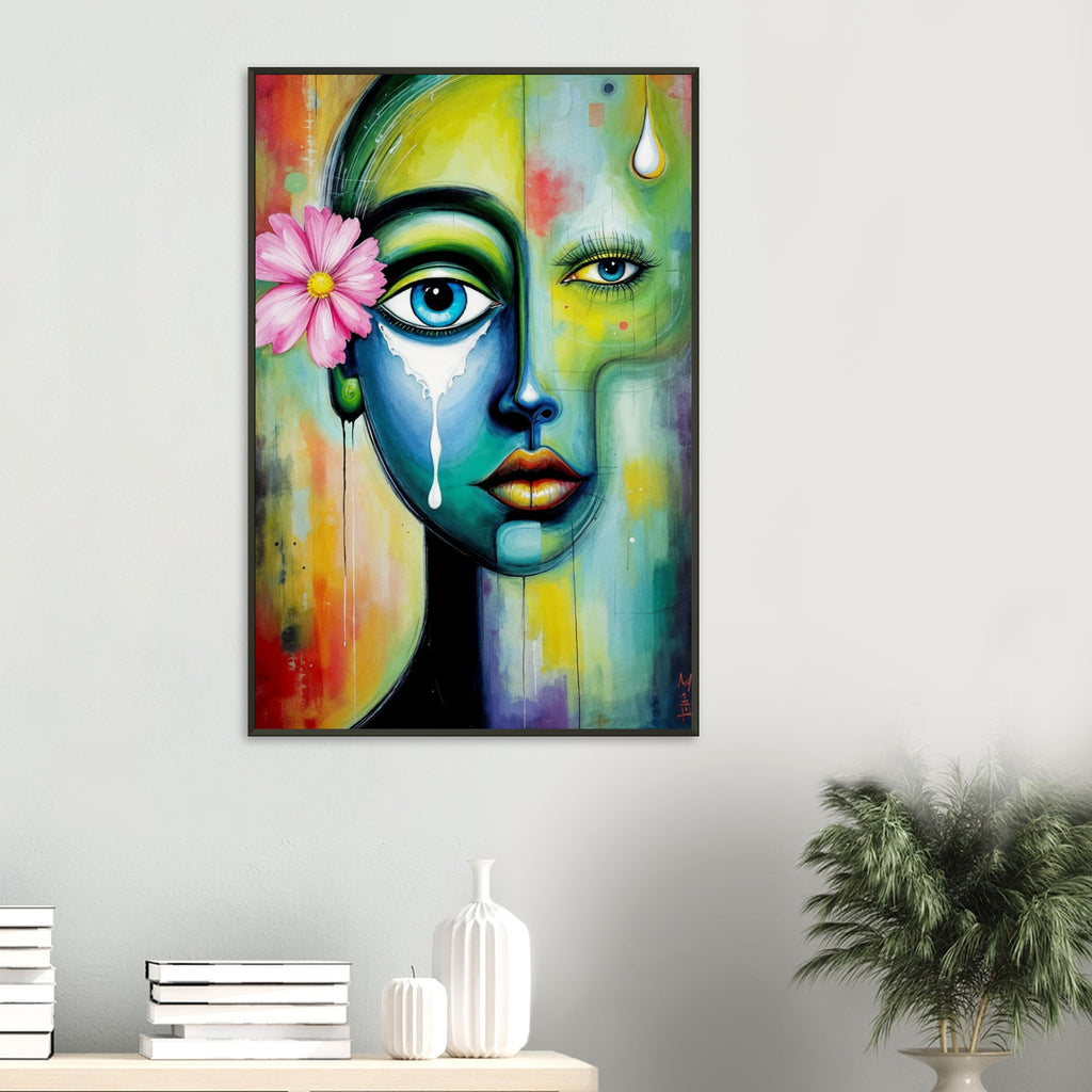 Tears of Expression - A Colorful Abstract Journey - 60x90 cm 24x36″ - Framed Posters